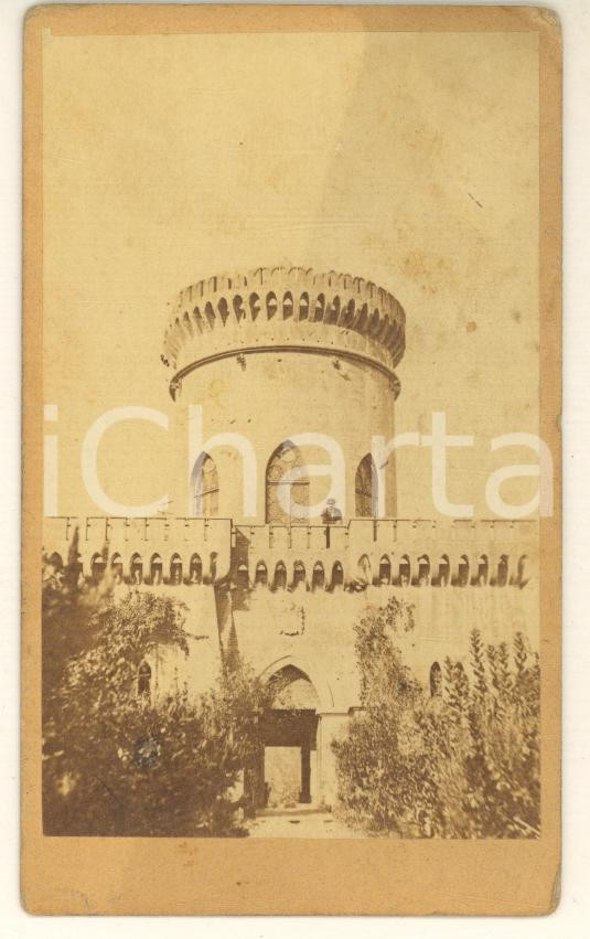 1870 ca GENOVA PEGLI Villa DURAZZO PALLAVICINI Torre Medievale - Foto C. DEGOIX Fotografia originale d'epoca, su cartoncino morbido. Didascalia dattiloscritta al verso.FOTOGRAFO: Montabone - C. Masini - Genova FAIR/discreto lievi bruniture Formato: 6x10 cm originale e autentica 1