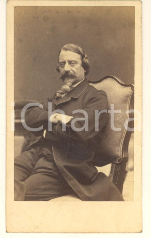 Fotografia d epoca originale 1870 ca Poeta ALEARDO ALEARDI  Ritratto Foto Emilio MAZA MILANO CDV 1
