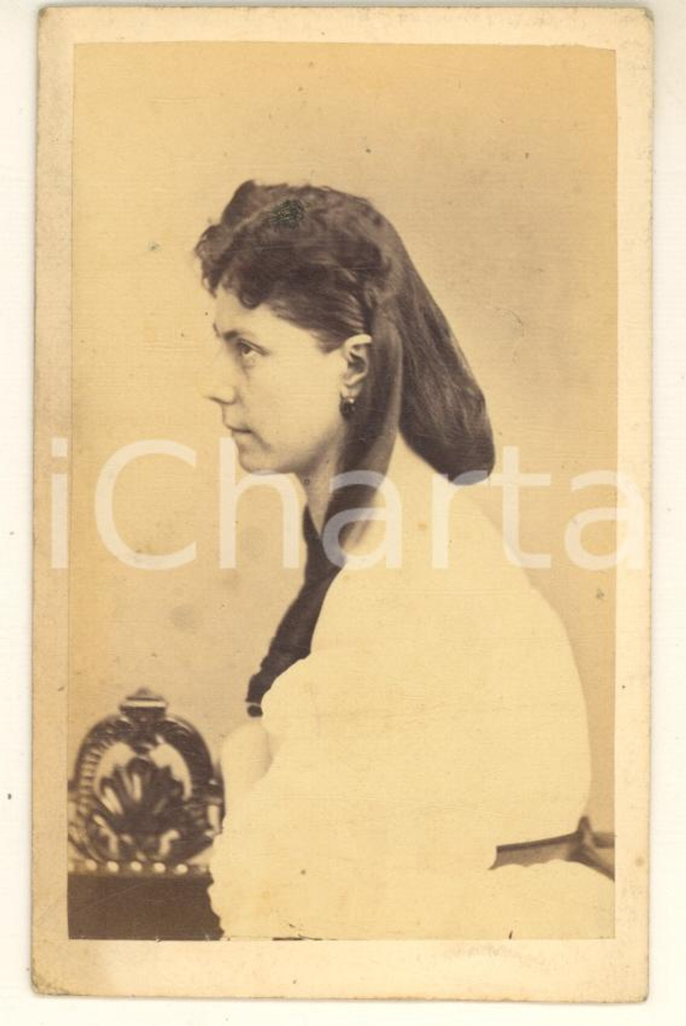 Fotografia d epoca originale 1870 ca MILANO Ernestina CORDA PECCHIO in abito bianco  Ritratto Foto CDV 3 1