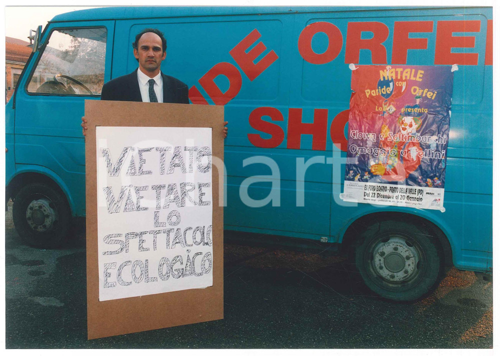 Fotografia d epoca originale 1993 CIRCO PADOVA Paride ORFEI promuove il suo spettacolo ecologico Foto 3 1