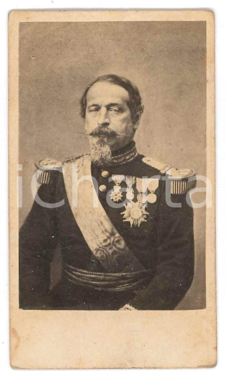 1870 ca FRANCE Napoleon III Empereor - Portrait - Photo CDV Fotografia originale d'epoca, montata su cartoncino morbido.  FAIR/discreto lieve macchia marginale Formato: 6x10 cm originale e autentica 1