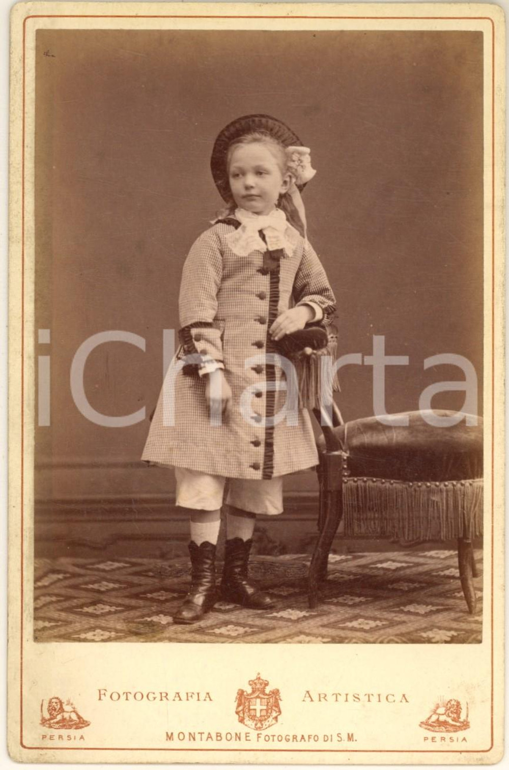 1875 ca MILANO Elisa BRONZETTI figlia del garibaldino Oreste *Foto MONTABONE 1 Fotografia originale d'epoca, su cartoncino rigido, che ritrae la bambina figlia del patriota e garibaldino Oreste Bronzetti.FOTOGRAFO: Montabone di C. Marcozzi - Milano FAIR/discreto lieve macchia al lato inferiore Formato: 11x16 cm originale e autentica 1