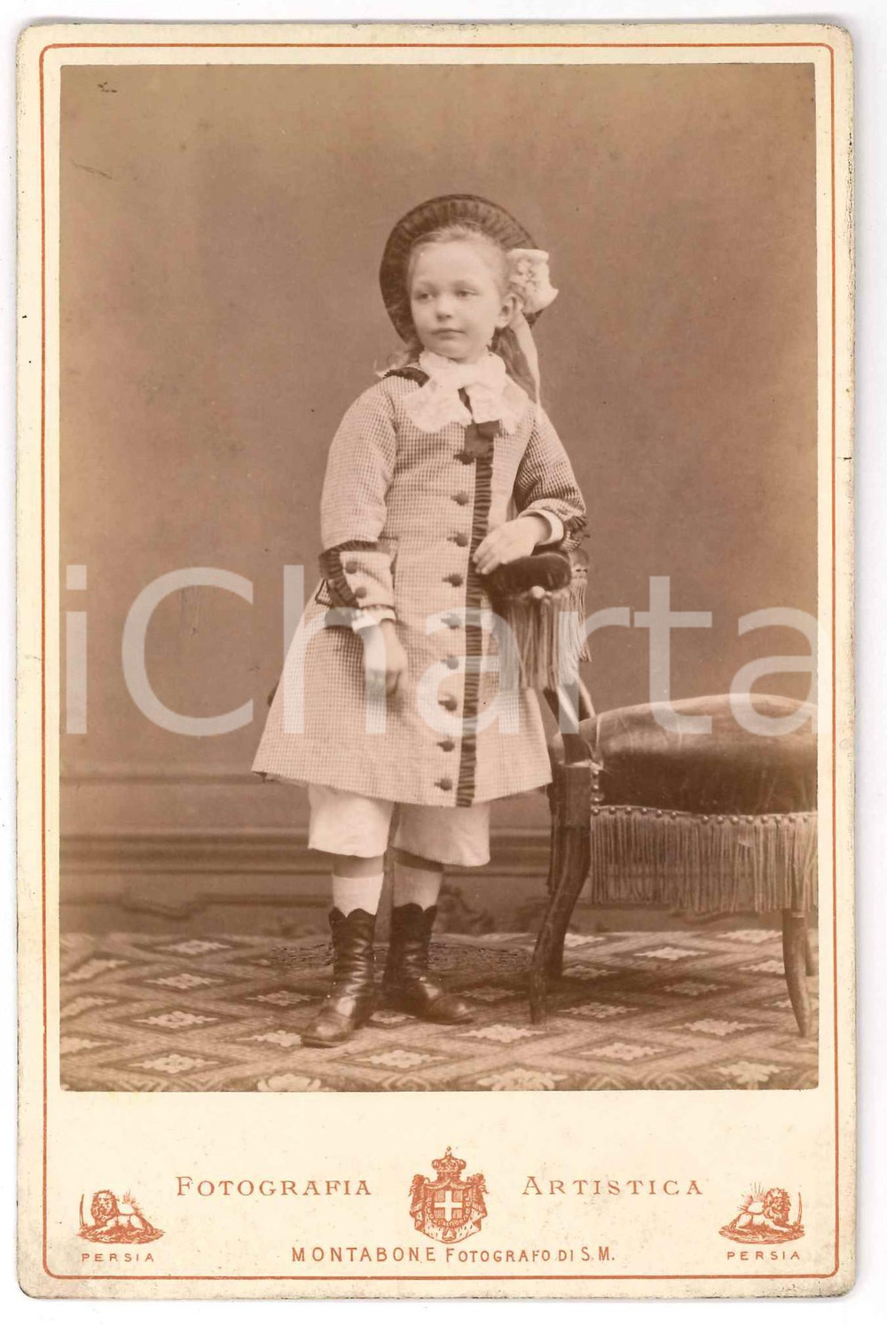 Fotografia d epoca originale 1875 ca MILANO Elisa BRONZETTI figlia del garibaldino Oreste Foto MONTABONE 2 1