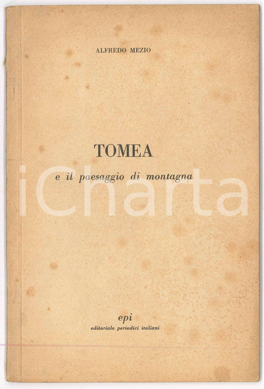 1955 ca Alfredo MEZIO "Fiorenzo Tomea e il paesaggio di montagna" - Catalogo Pubblicazione illustrata d'epoca.EDITORE: EPI - Editoriale Periodici ItalianiPAGINE: 40 FAIR/discreto Macchie in copertina e bruniture alle pagine Formato: 14x21 cm originale e autentica 1