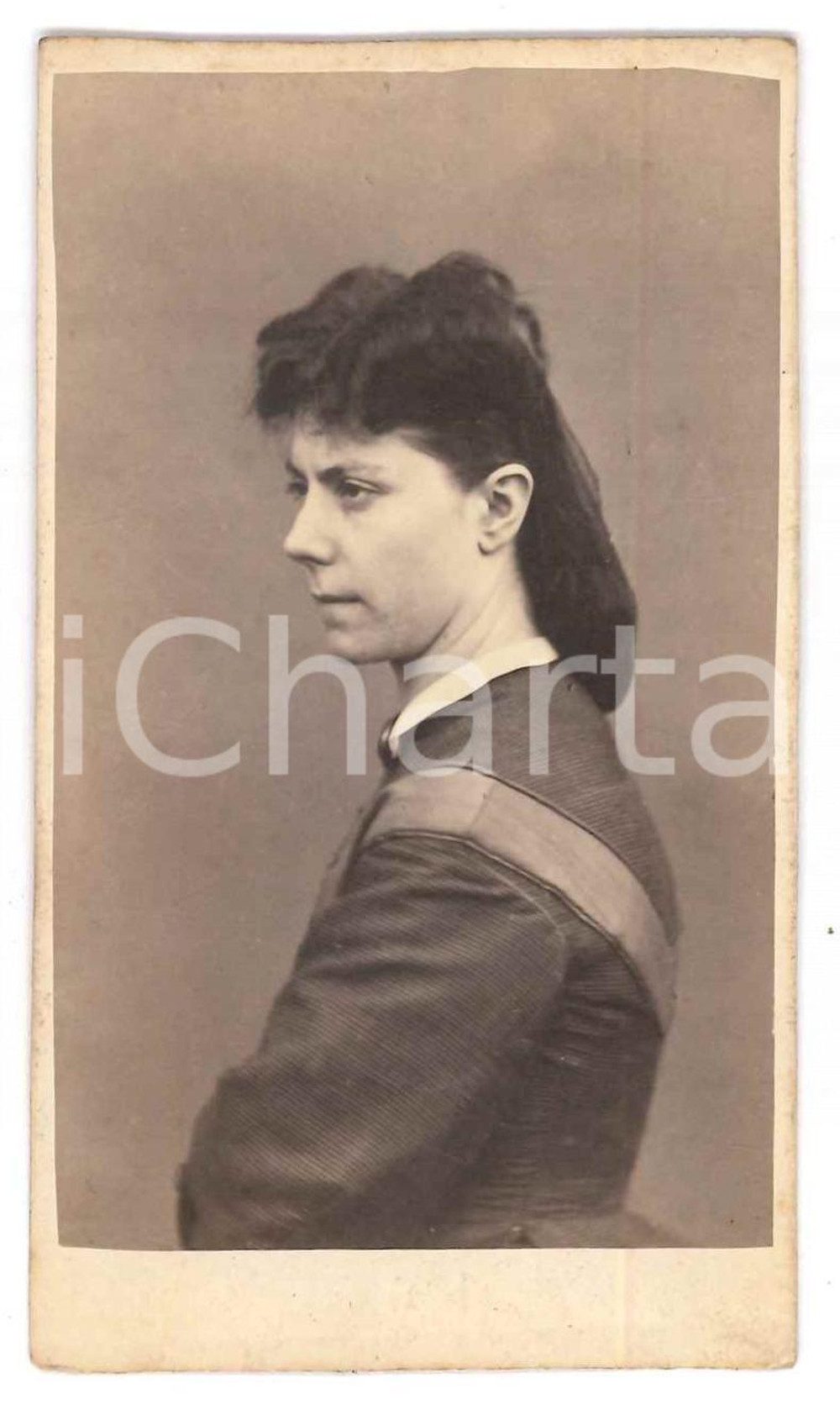 Fotografia d epoca originale 1870 ca MILANO Ernestina CORDA PECCHIO  Profilo  Ritratto Foto CDV 2 1