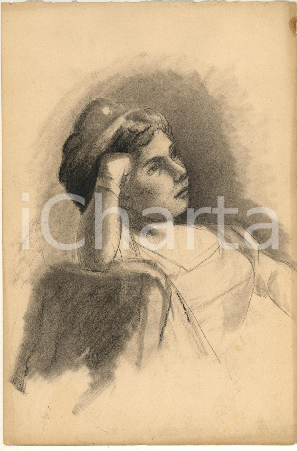 1900 ca Pietro MORELLI (PRALBOINO) Giovane donna - Disegno a matita UNSIGNED Disegno originale, realizzato a matita su carta dall'avvocato-pittore Pietro Morelli di Pralboino (BS), non firmato. FAIR/discreto lievi gualciture e minimi strappi marginali Formato: 21x31 cm originale e autentica 1
