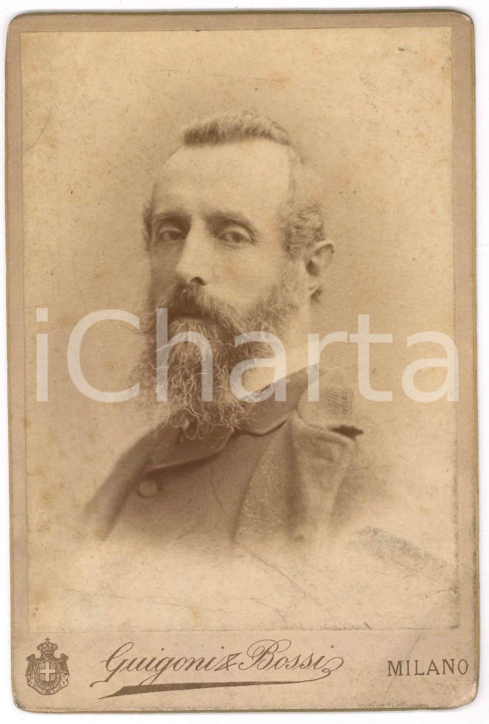 Fotografia d epoca originale 1894 MILANO Antonio PESTALOZZA patriota Foto con AUTOGRAFO 11x16 1