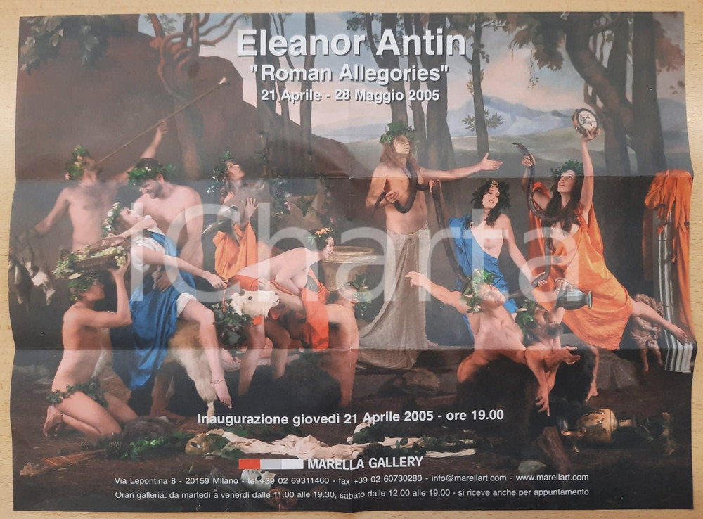 2005 MILANO Marella Gallery ROMAN ALLEGORIES di Eleanor ANTIN Manifesto mostra Manifesto della mostra. FAIR/discreto Piegature centrali Formato: 40x29 cm originale e autentica 1