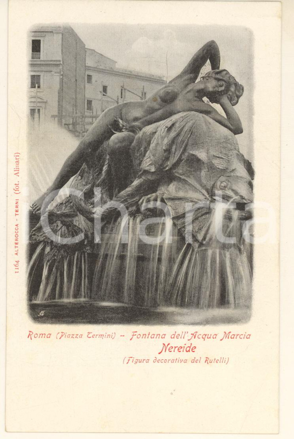 Cartolina originale da collezione 1900 ca ROMA TERMINI Fontana dell Acqua Marcia  Nereide Cartolina FP NV 1