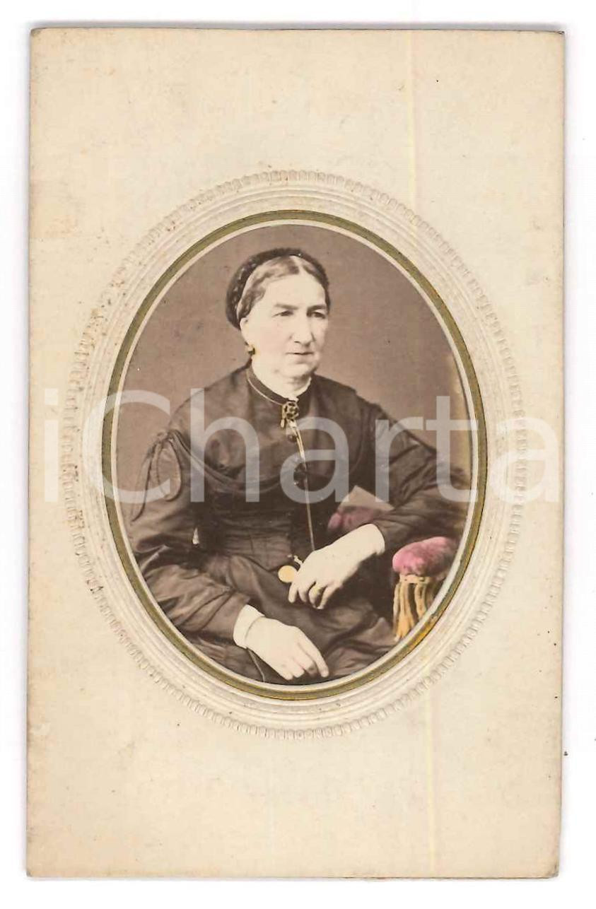 Fotografia d epoca originale 1890 ca BRESCIA Ritratto di signora  Foto G. ALLEGRI  CDV 1