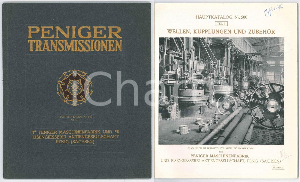 1930 ca PENIG (SACHSEN) Peniger trasmissionen - Hauptkatalog nr. 500 Teil II Catalogo illustrato d'epoca.PAGINE: 40 FAIR/discreto Lieve piegatura all'angolo superiore sinistro Formato: 21x25 cm originale e autentica 1