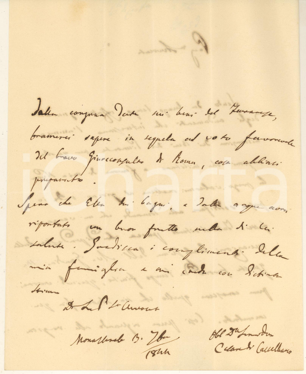 1844 MONASTEROLO Conte Cesare Pompeo CASTELBARCO all'avvocato *Autografo Lettera interamente autografa del noto politico e intellettuale milanese Cesare Pompeo Castelbarco, inviata al suo avvocato in merito alla tutela degli interessi di famiglia..PAGINE: 4 (2 scritte) FAIR/discreto piegature d'epoca Formato: 20x25 cm originale e autentica 1