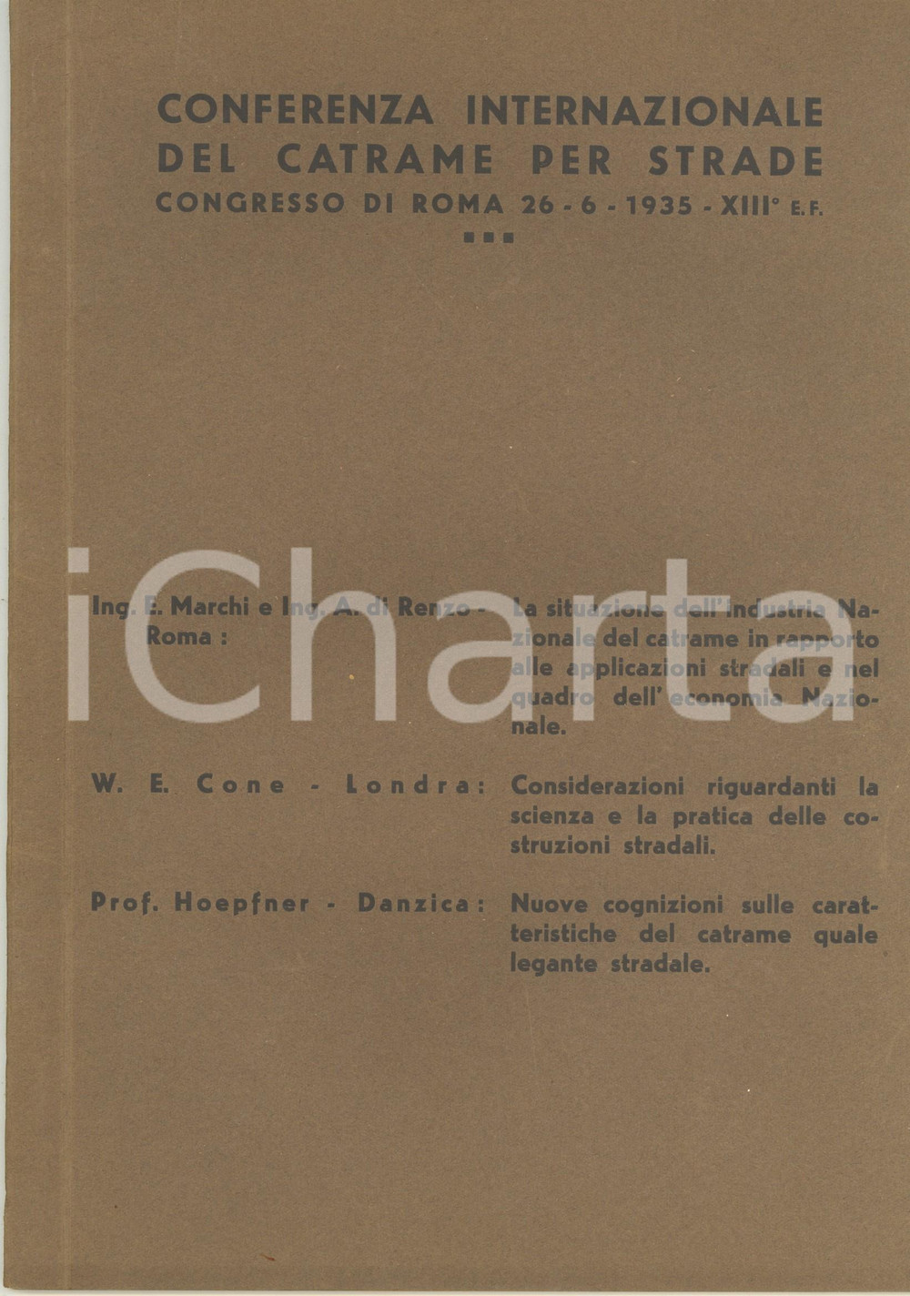 Libro, pubblicazione d epoca 1935 ROMA Conferenza internazionale del catrame per strade  Pubblicazione 3 1