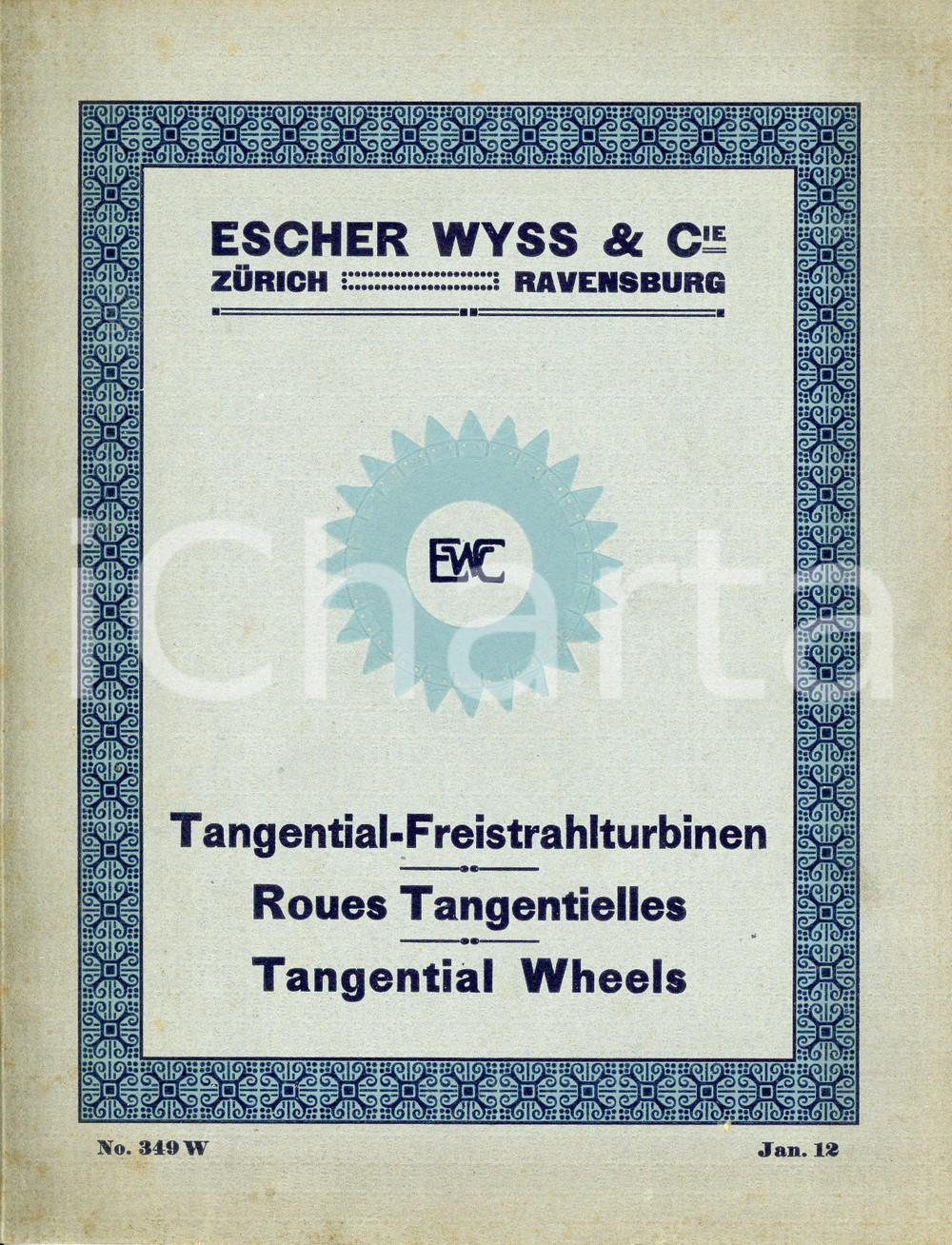 1910 ca ZURICH Escher Wiss EWC Tangential-freistrahlturbinen - Catalogue Catalogo illustrato d'epoca.PAGINE: 35 FAIR/discreto Lievi bruniture e piccole smussature agli angoli Formato: 22x28 cm originale e autentica 1