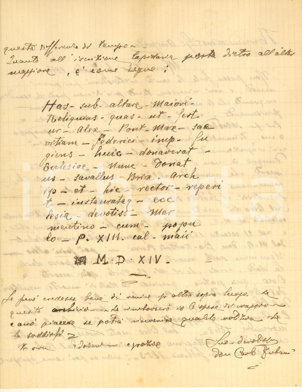 1911 MARMENTINO (BS) Don Carlo ZUBANI - Notizie su registri morti e matrimoni Lettera autografa del sacerdote, che risponde a un collega in merito a notizie provenienti dai registri parrocchiali e utili a ricerche storiche.PAGINE: 1 (2 facciate scritte) POOR/danneggiato piegature d'epoca, con profondo strappo Formato: 22x27 cm originale e autentica 1
