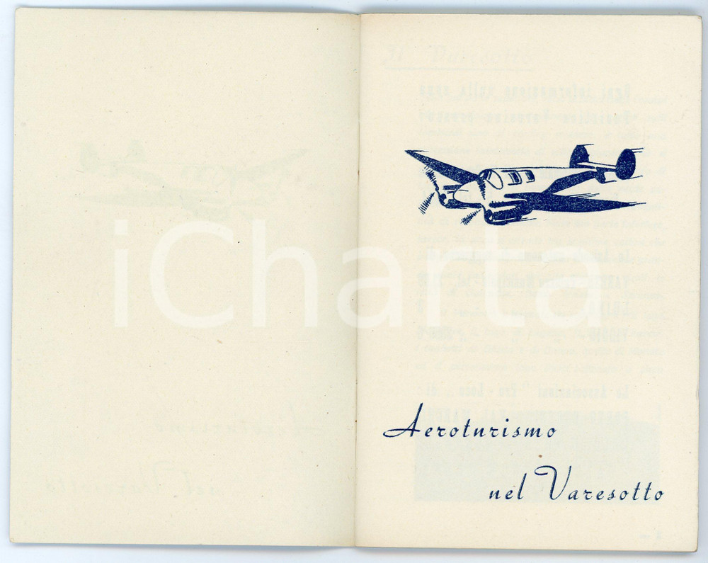 1955 ca PROVINCIA DI VARESE Aeroturismo nel Varesotto - Pubblicazione Pubblicazione illustrata d'epoca.EDITORE: Saita - Busto ArsizioPAGINE: 31 FAIR/discreto lievi smussature agli angoli delle pagine Formato: 8x13 cm originale e autentica 1