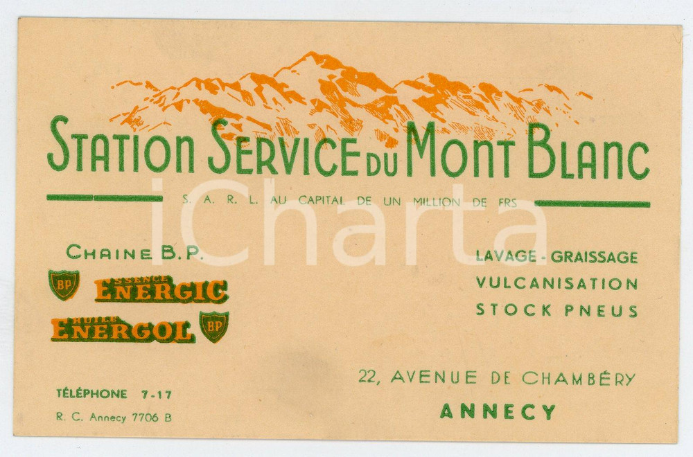1950 ca ANNECY Station service su Mont Blanc - Card 13x8 cm Cartolina illustrata d'epoca.Non compilata. GOOD/buono  Formato: 13x8 cm originale e autentica 1