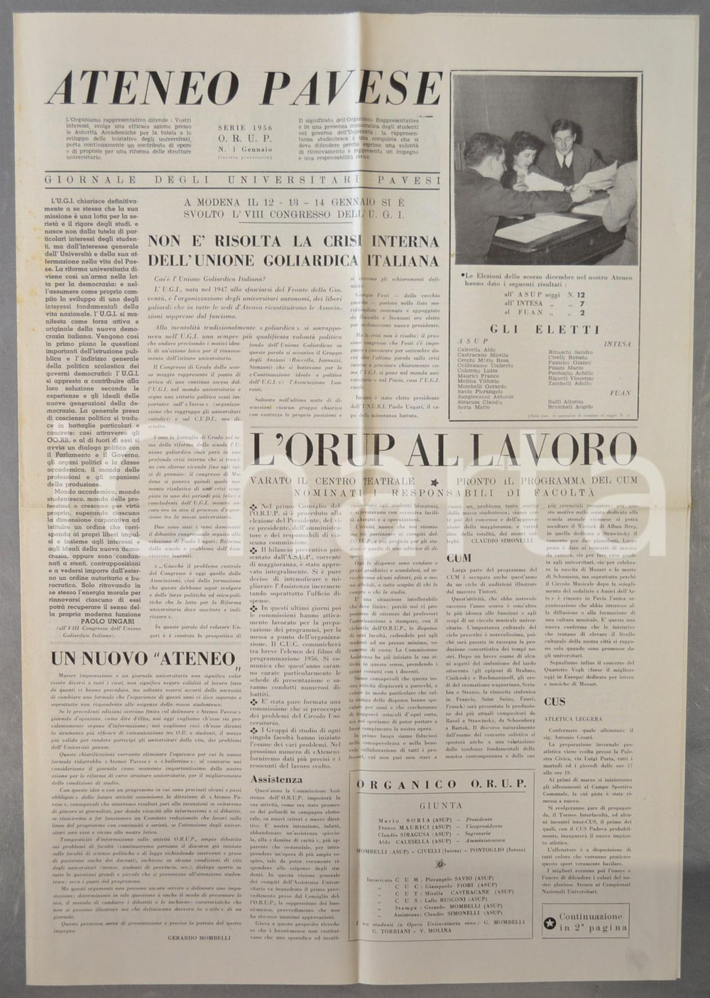 Giornale, rivista storica 1956 PAVIA ATENEO PAVESE Crisi interna Unione Goliardica Italiana Giornale 3 1