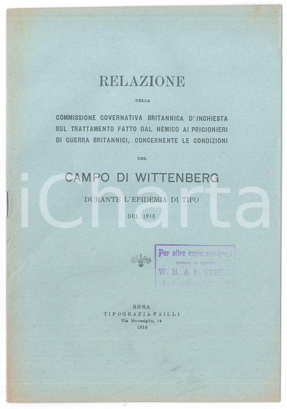 Libro, pubblicazione d epoca 1916 WW1 Condizioni del CAMPO DI WITTENBERG durante l epidemia di tifo 1 1