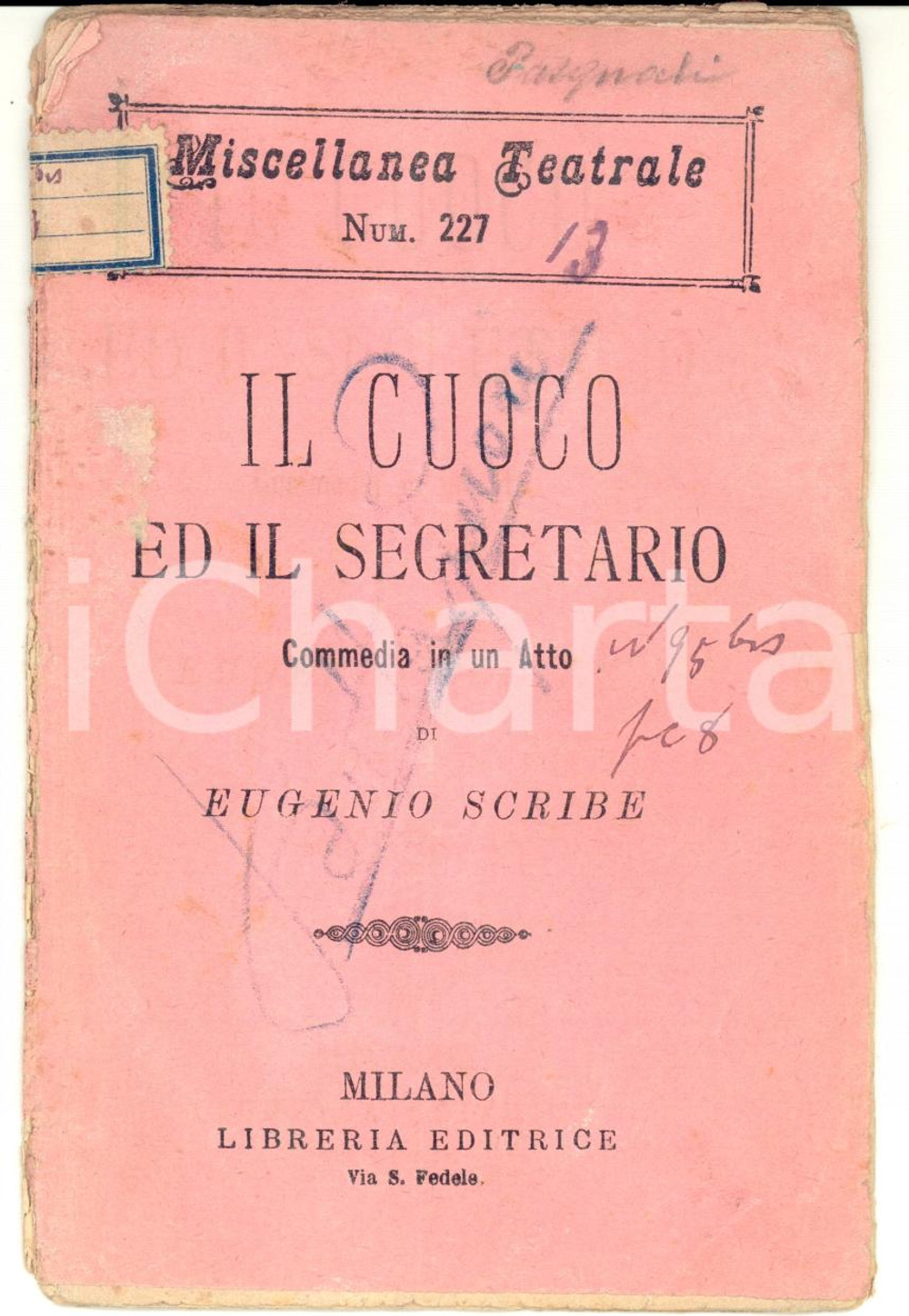 Libro, pubblicazione d'epoca 1884 MILANO Eugenio SCRIBE Il Cuoco ed il Segretario - Libreria Editrice (2) 1