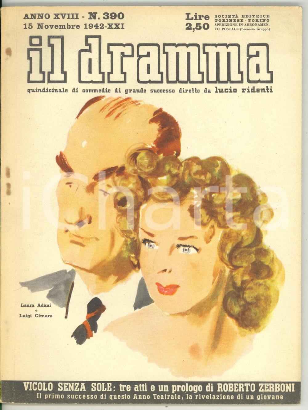 Giornale, rivista storica 1942 IL DRAMMA Roberto ZERBONI  Ion Martin SADOVEANU Rivista Anno XVIII n° 390 1