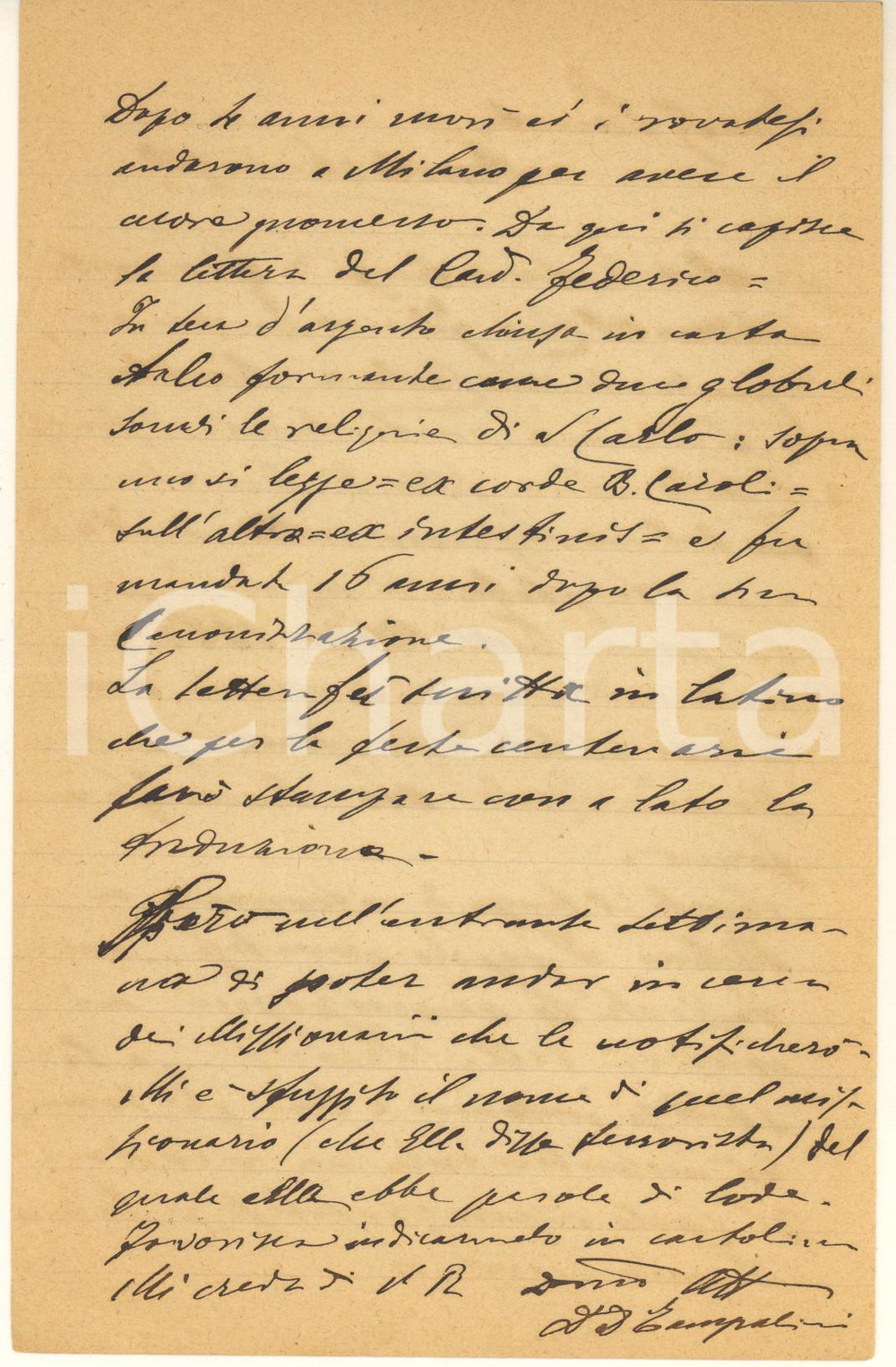 1910 ROVATO Don Domenico TAMPALINI su visita S. Carlo Borromeo *Autografo Lettera autografa del sacerdote, contenente notizie di storia locale.PAGINE: 4  FAIR/discreto piegature d'epoca Formato: 14x21 cm originale e autentica 1