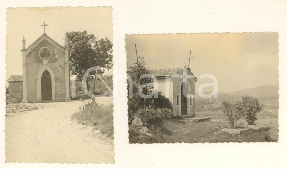 Fotografia d epoca originale 1950 ca CASTELGOMBERTO VI Capitello  Cappelletta Lotto 2 foto 10x7 cm 1