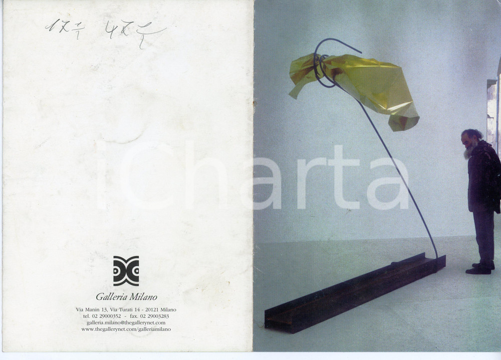 2001 GALLERIA MILANO Mostra "Vento di memoria" di Pietro COLETTA Invito Pieghevole illustrato.Con testi di Arturo Shwarz e Francesco Tedeschi. PAGINE: 6 facciate FAIR/discreto Lievi gualciture Formato: 14x21 cm originale e autentica 1
