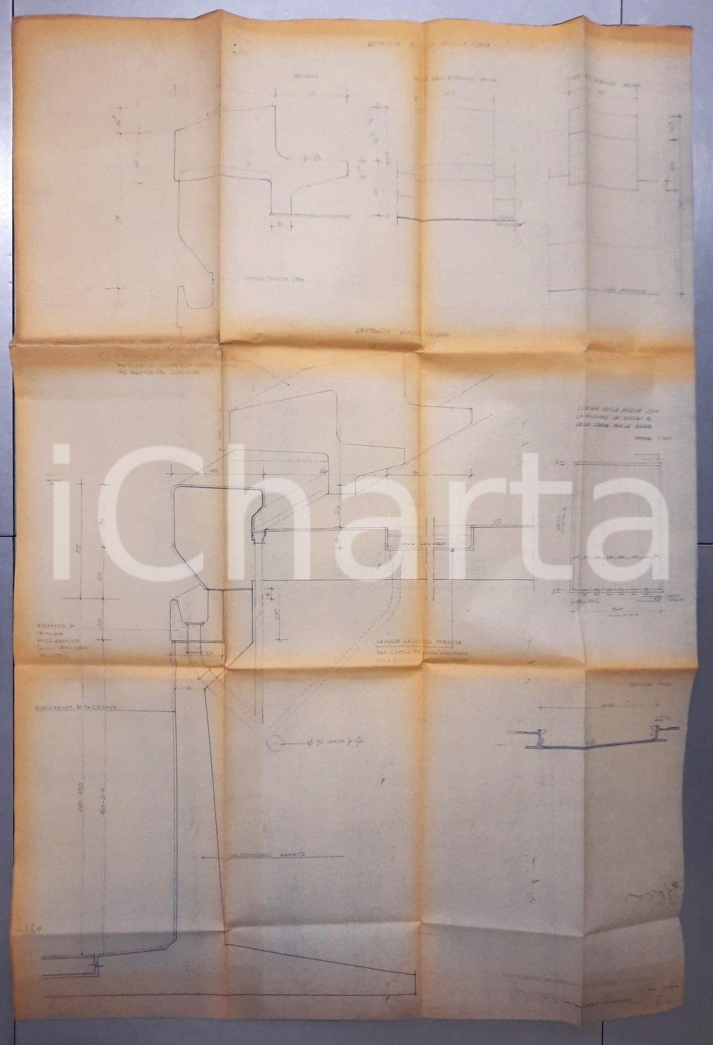 Mappa, planimetria storica 1963 MILANO NAVIGLI Progetto centro sportivo CANOTTIERI OLONA  Blocchi piscina 1