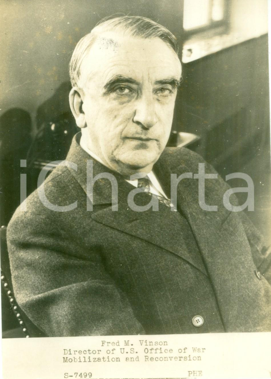 Fotografia d epoca originale 1950 ca WASHINGTON Fred M. VINSON Director U.S. Office of War Mobilization 1 1