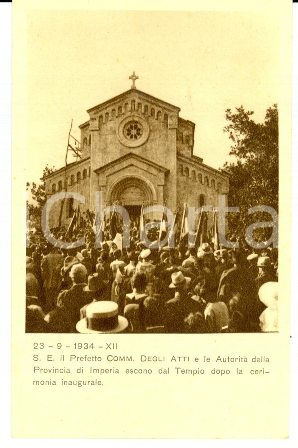 Cartolina originale da collezione 1934 PANTASINA (IM) Inaugurazione Santuario MADONNA DELLA GUARDIA (1) 1