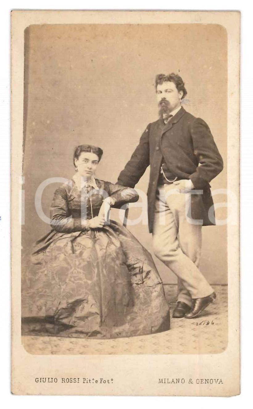 Fotografia d epoca originale 1870 ca MILANO/GENOVA  Ritratto di coppia  Fotografia Giulio ROSSI CDV 1