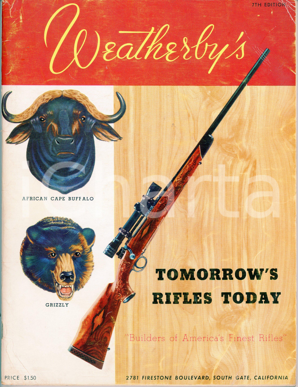 1950 WEATHERBY'S MAGNUM RIFLES Tomorrow's rifles today - Catalogue 7th edition 1 Catalogo illustrato d'epoca.PAGINE: 100 FAIR/discreto Gualciture copertina Formato: 21x28 cm originale e autentica 1