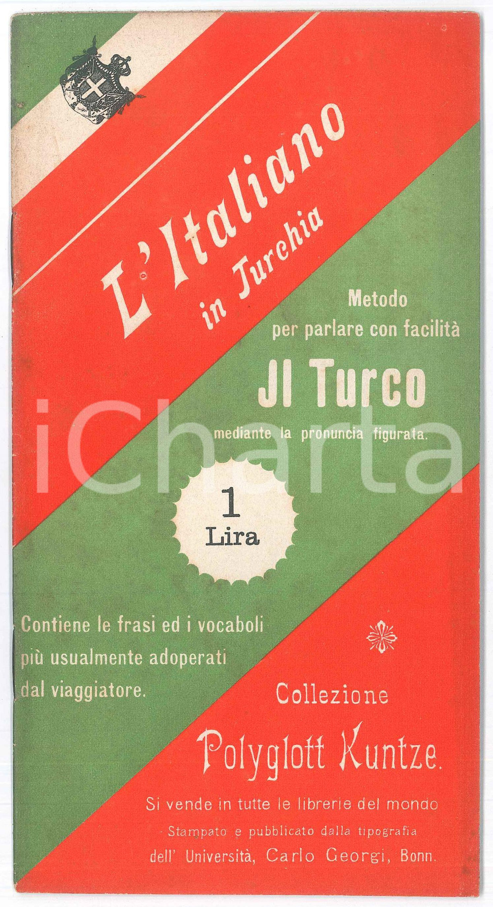 Libro, pubblicazione d epoca 1905 L Italiano in Turchia  Metodo per parlare turco Polyglott KUNTZE 2 1