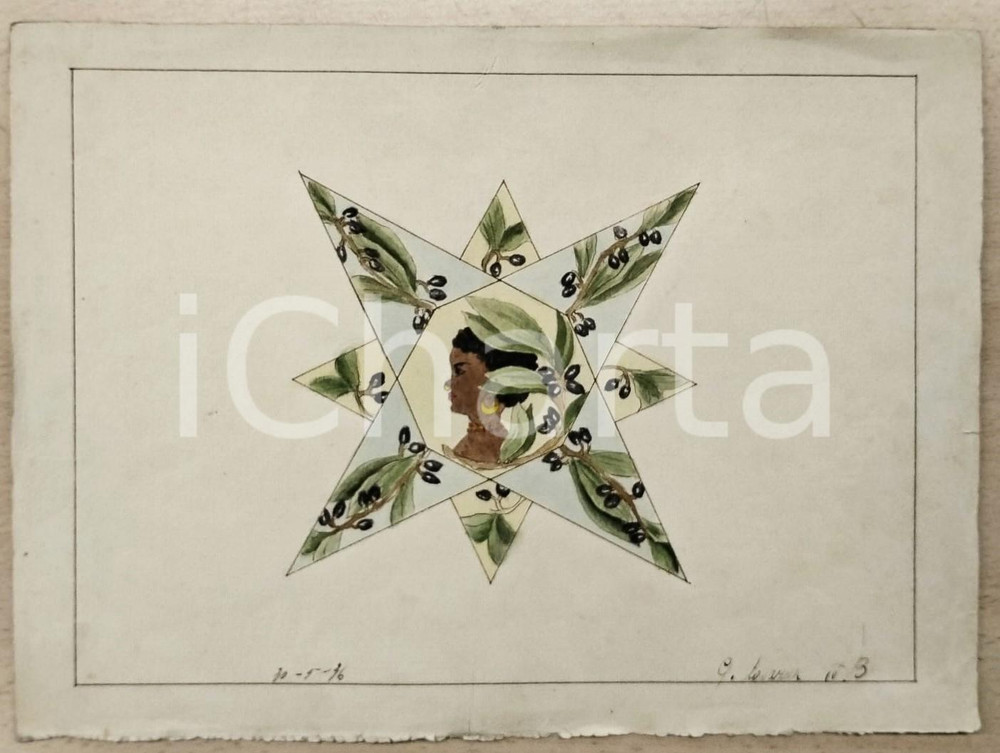 1936 ARTE Ritratto di donna africana - Illustrazione originale di G. LAVAZZA Illustrazione originale d'epoca. FAIR/discreto Lievi piegature agli angoli Formato: 33x24 cm originale e autentica 1
