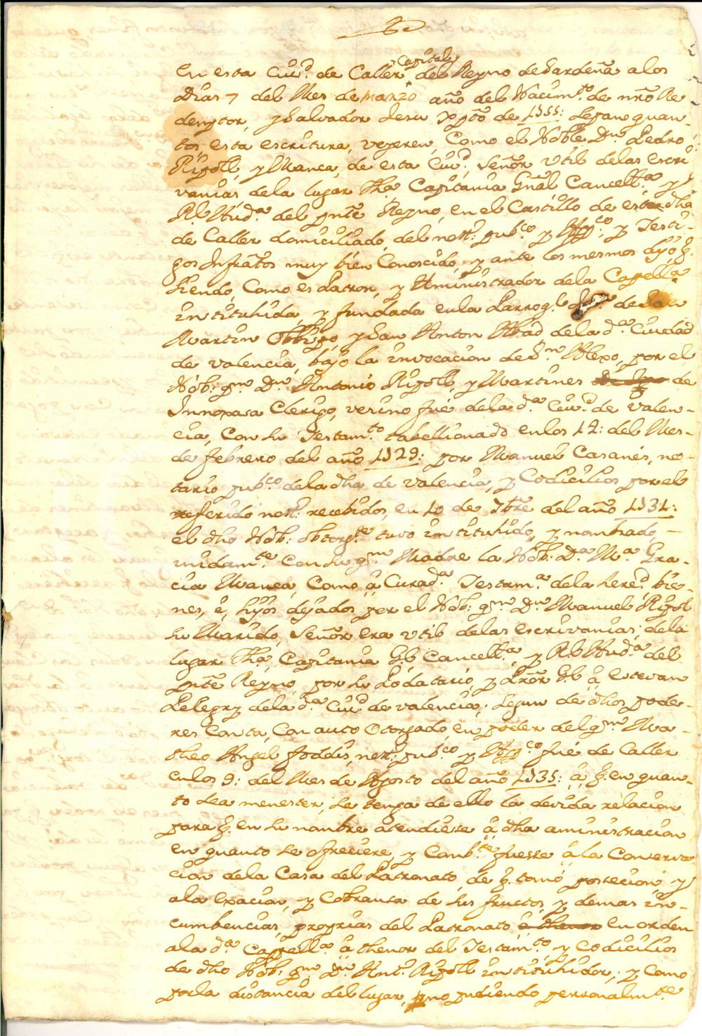 Documento originale, autentico 1755 CAGLIARI Diritti cappellania donna Maria Grazia MANCA e don Pedro RIPOLL 1