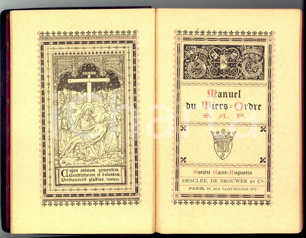 Libro, pubblicazione d epoca 1907 Manuel du TIERS ORDRE S. A. P. Ed. DESCLEE, DE BROUWER & Cie 1