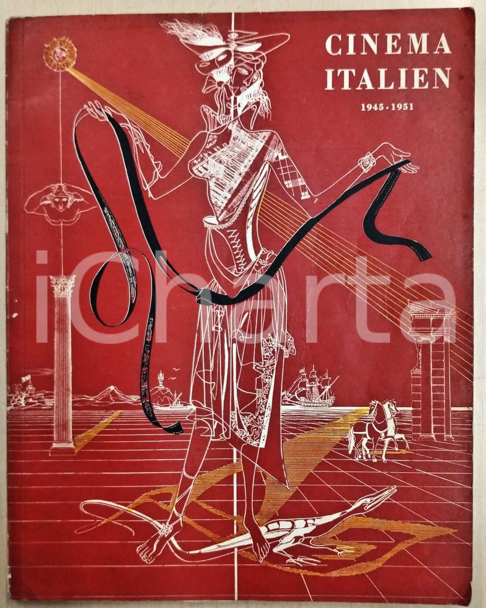1951 CINEMA ITALIEN 1945-1951 Carlo Bestetti edizioni d'arte UNITALIA FILM Pubblicazione illustrata d'epoca. EDITORE: Carlo Bestetti Edizioni d'arte - RomaPAGINE: 80 POOR/danneggiato Piegatura centrale d'epoca in copertina, bruniture e macchie all'interno, scritte a biro Formato: 24x31 cm originale e autentica 1