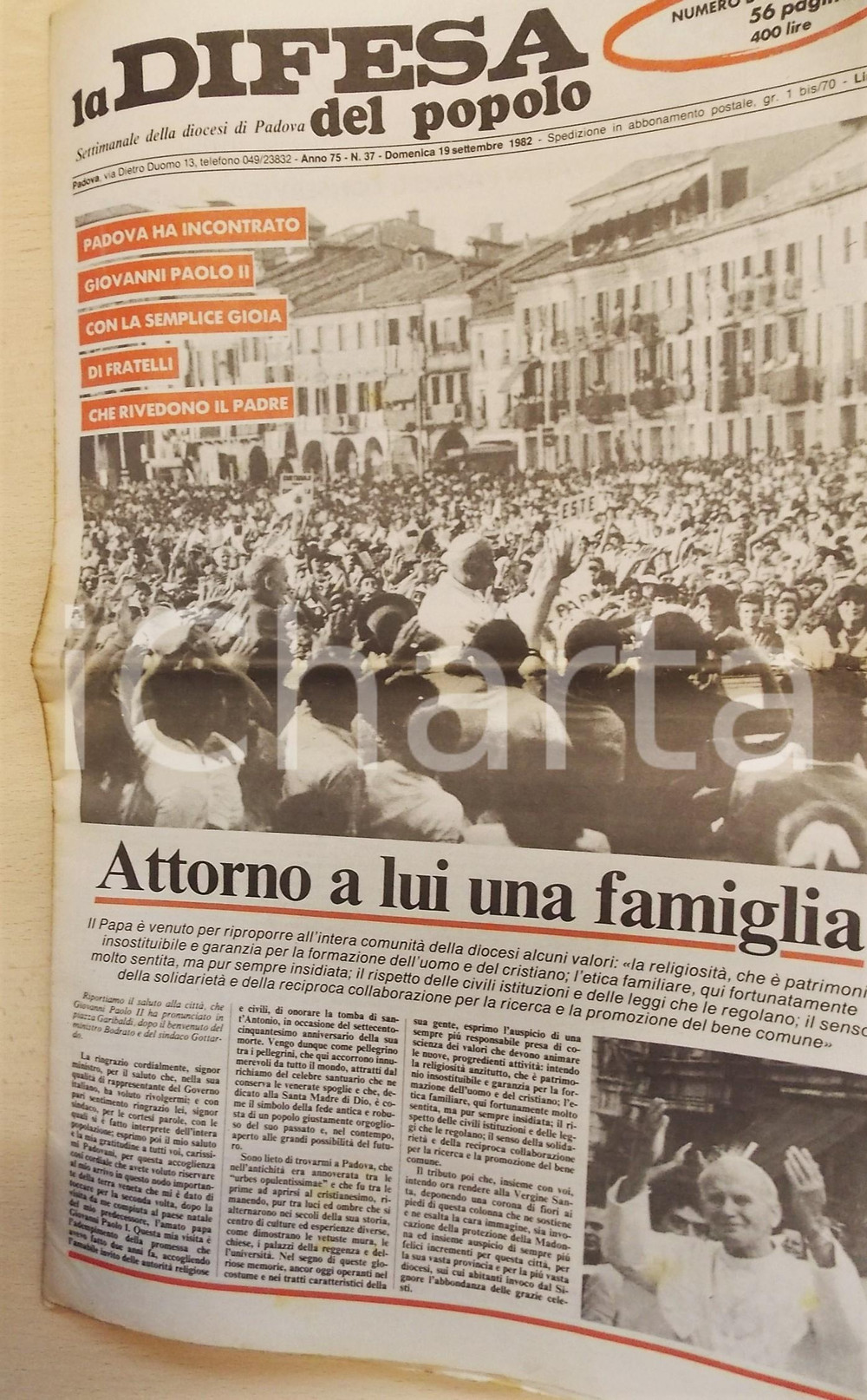 Giornale, rivista storica 1982 PADOVA LA DIFESA DEL POPOLO Visita di Giovanni Paolo II  Giornale 1 1