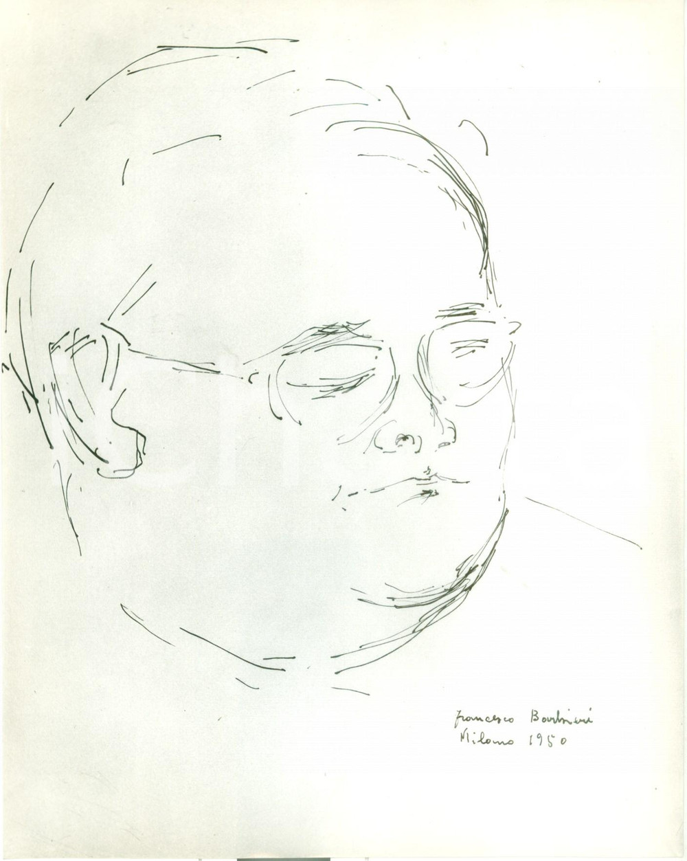 Fotografia d epoca originale 1950 MILANO Francesco BARBIERI Caricatura di Francesco FLORA Fotografia coeva 1