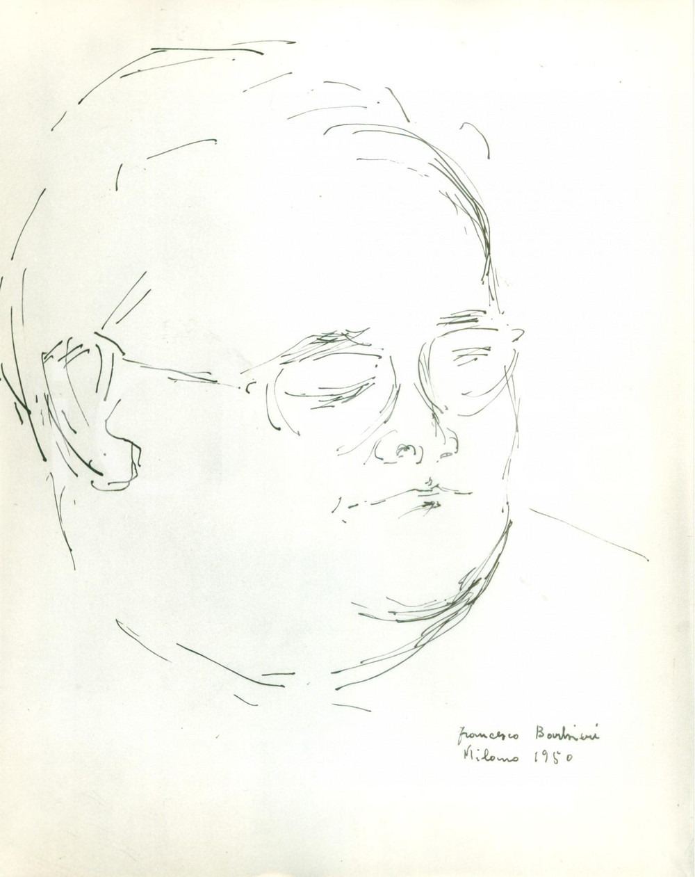 Fotografia d epoca originale 1950 MILANO Francesco BARBIERI Caricatura di Francesco FLORA Fotografia coeva 1