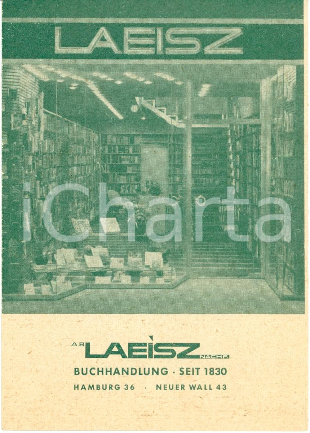 Materiale pubblicitario d’epoca 1961 HAMBURG Libreria editrice A.B. LAEISZ  Catalogo pieghevole 2 1