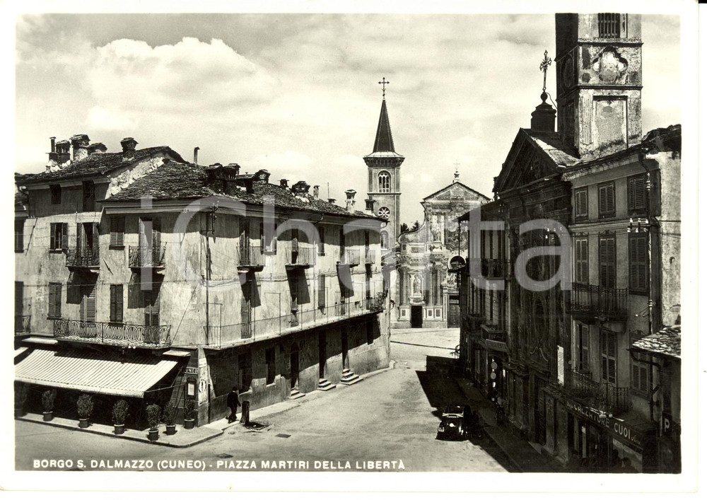 Cartolina originale da collezione 1950 ca BORGO SAN DALMAZZO (CN) Piazza martiri della Libertà *Cartolina 1