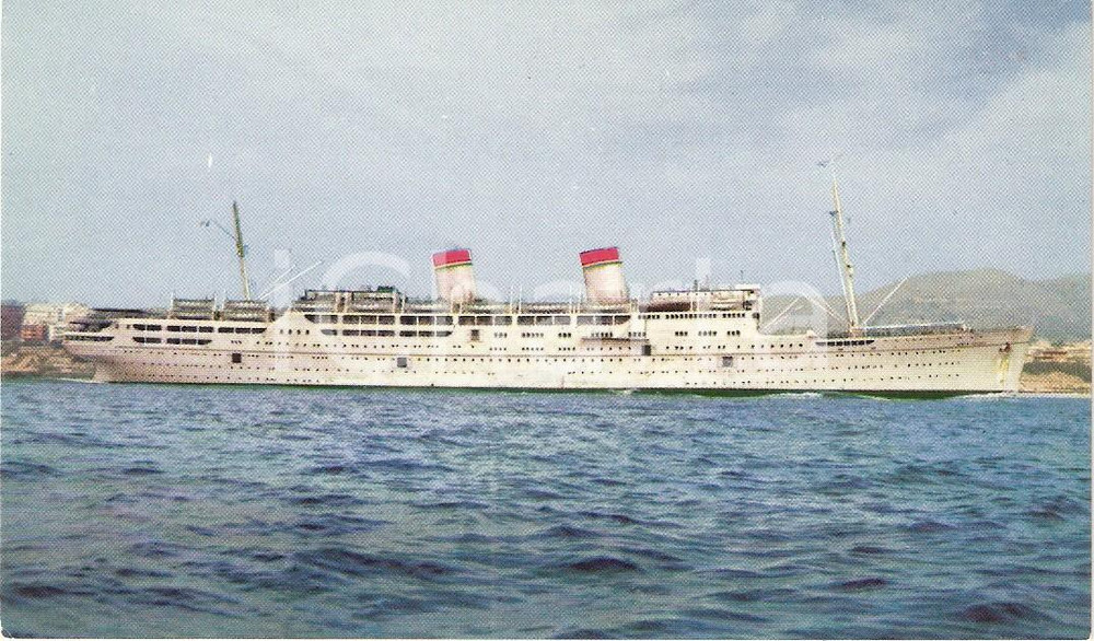 Cartolina originale da collezione 1950 ca MARINA MERCANTILE Transatlantico CONTE GRANDE Società Navigazione ITALIA 1