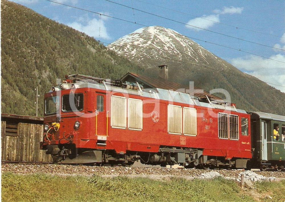Cartolina originale da collezione 1979 SAMEDAN SVIZZERA RhÃ¤tische Bahn RhB Locomotiva GeM 4/4 802 Cartolina FG 1