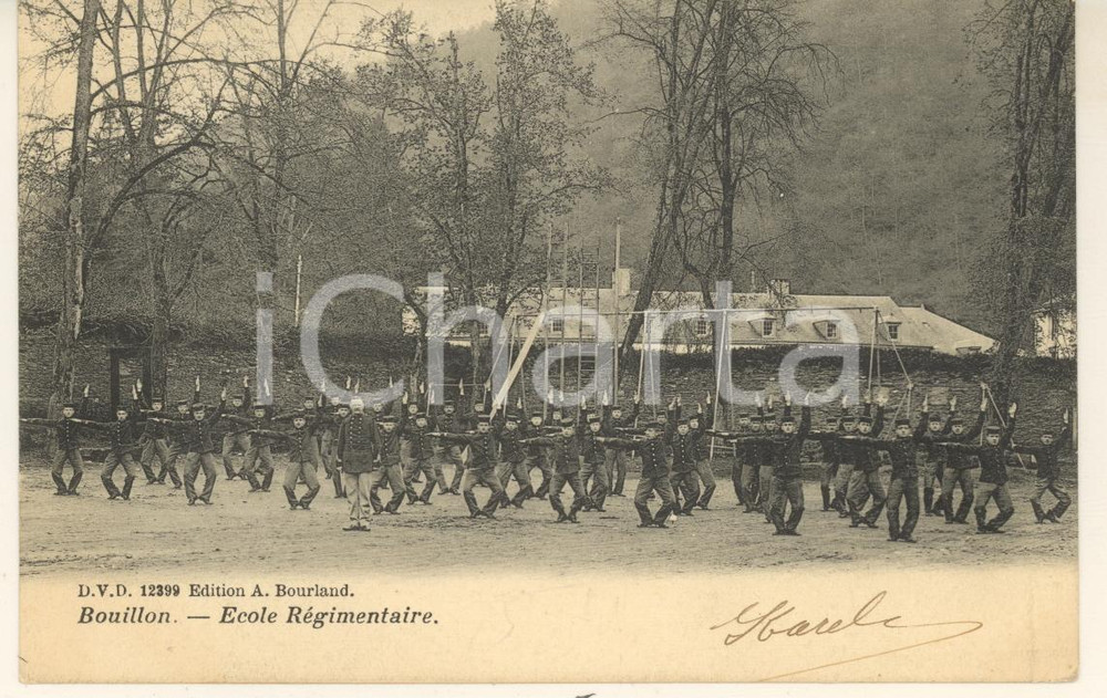 Cartolina originale da collezione 1906 BOUILLON FRANCE Ecole RÃ©gimentaire  Carte postale CPA 1