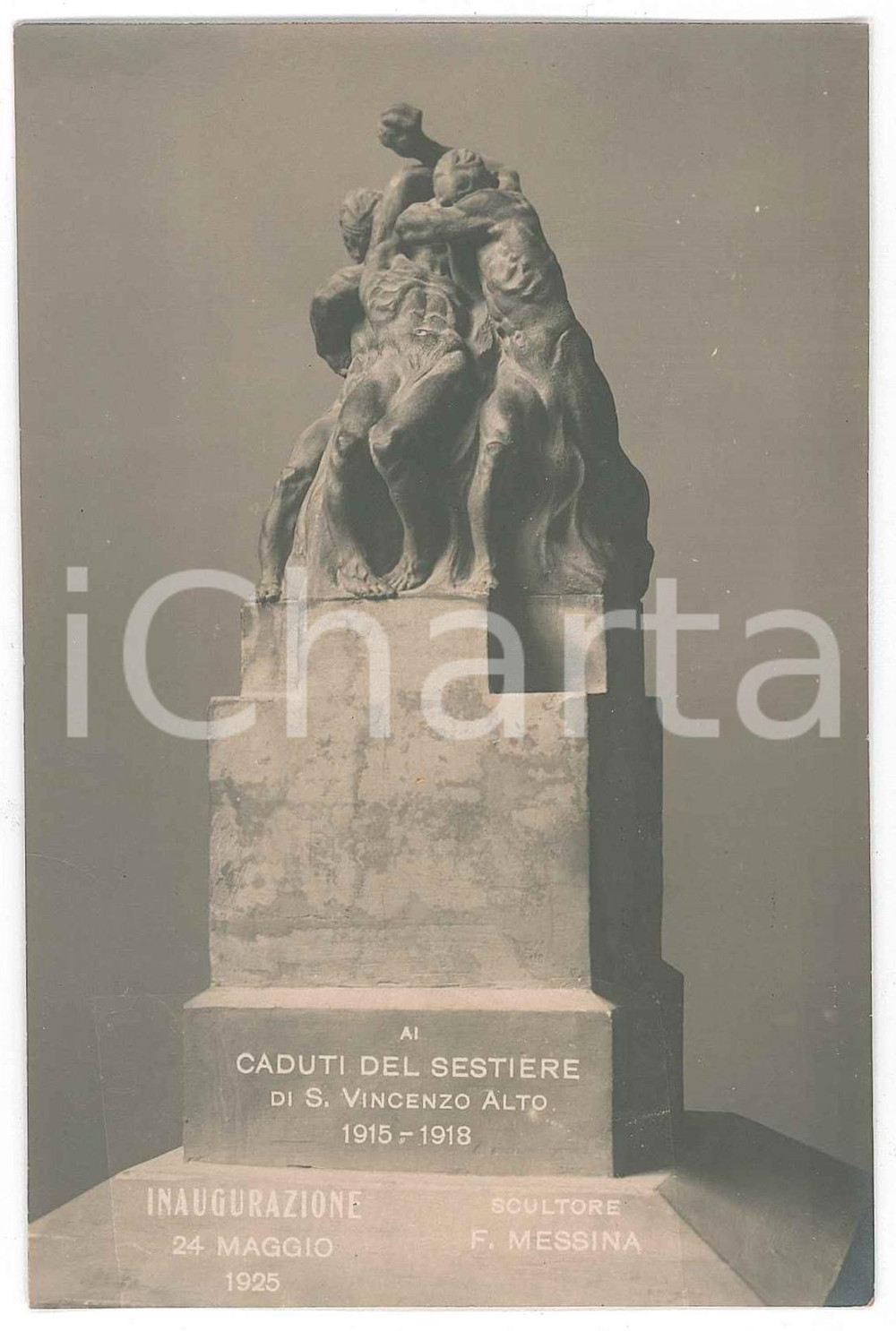 1925 GENOVA Monumento di Francesco MESSINA ai Caduti di SAN VINCENZO *Cartolina Cartolina postale d'epoca. GOOD/buono  Formato: 9x14 cm originale e autentica 1