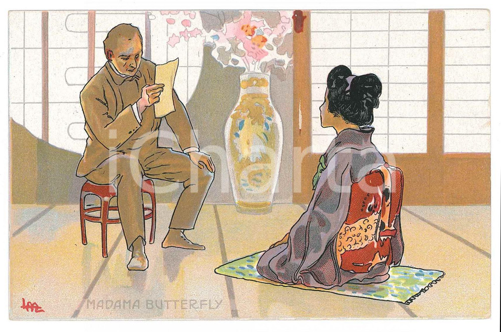 1910 ca MADAMA BUTTERFLY Artist Leopoldo METLICOVITZ Postcard FP NV (3)  Cartolina d'epoca, non viaggiata. EDITORE: G. Ricordi - MilanoCONDIZIONI: FAIR (lievi gualciture agli angoli)FORMATO: FP    originale e autentica 1