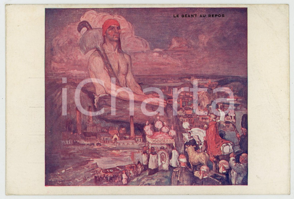 1910 ca Artiste Fernand ALLARD L'OLIVIER Le géant au repos - Cartolina  Cartolina postale d'epoca, non viaggiata. GOOD/buono  Formato: 14x9 cm originale e autentica 1