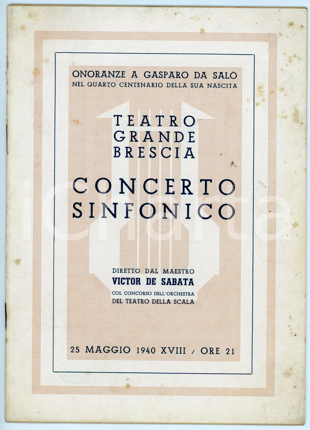 Libro, pubblicazione d epoca 1940 BRESCIA Teatro Grande  Concerto sinfonico  Onoranze a Gasparo da Salò 1
